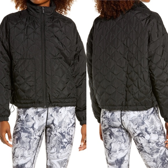 Nordstrom Jackets & Blazers - NEW Nordstrom Zella Quilted Bomber Jacket Black Size XL Lightweight Coat Puffer